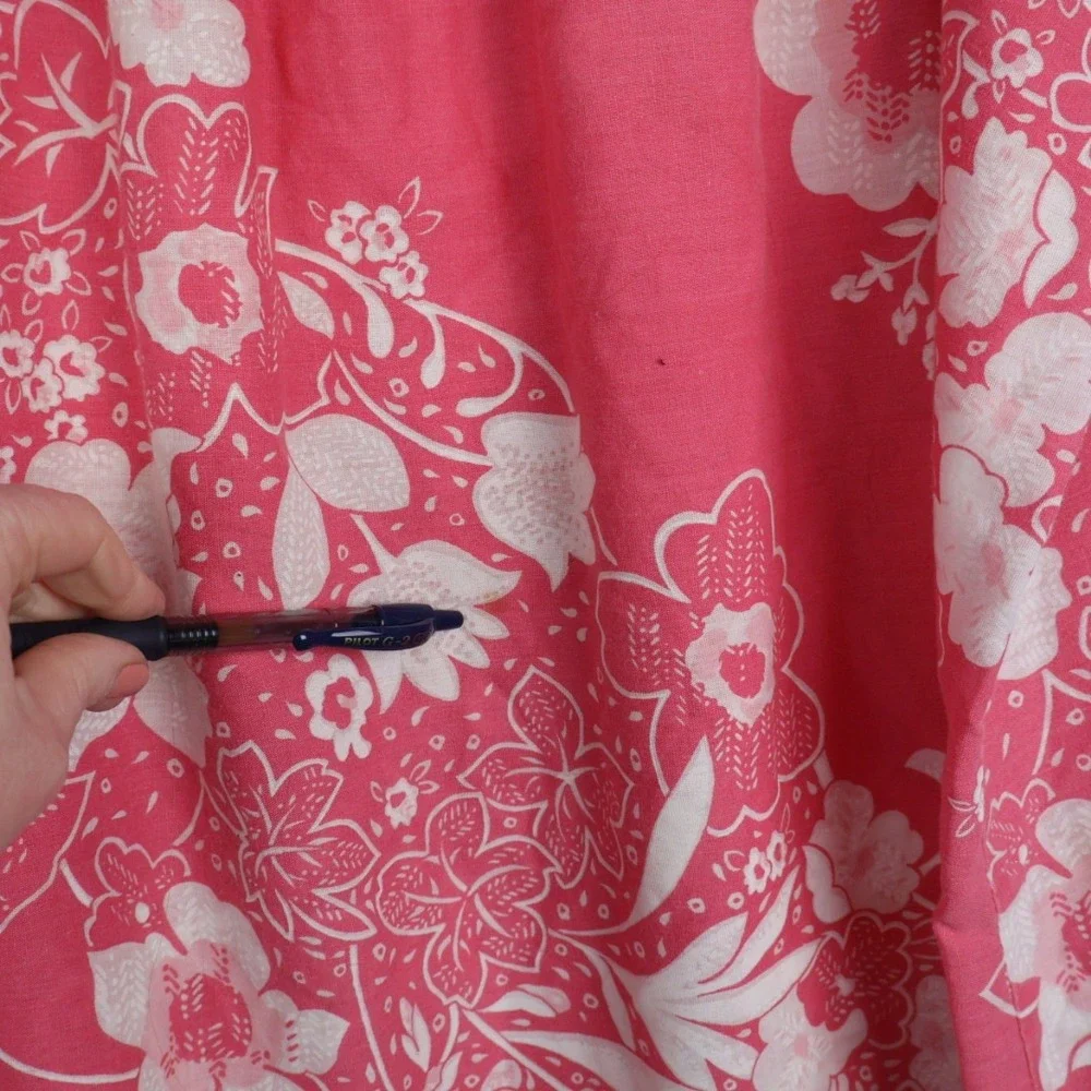 VTG Handmade Pink Floral Muumuu Hawaiian‎ Nightgown Short Sleeve Pocket L/XL